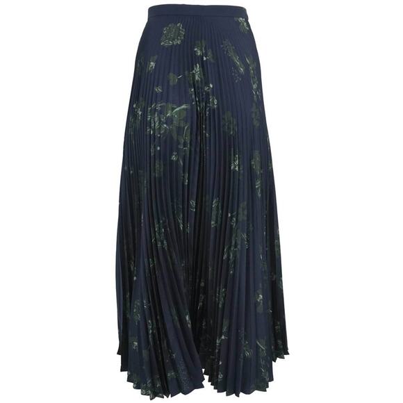 Gabriela Hearst Eames Silk Pleated Skirt in Dark Navy Emerald Green IT 38 US 2 - Picture 7 of 8